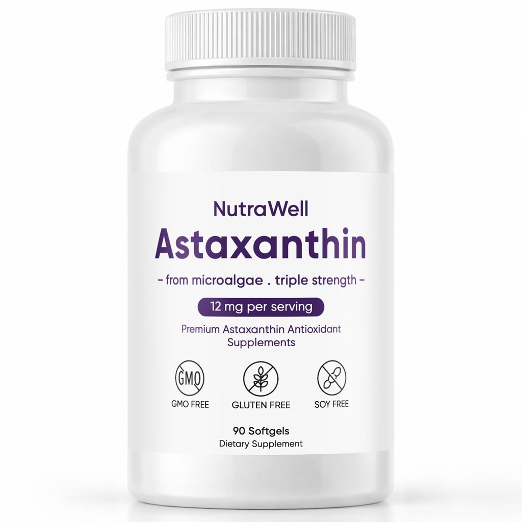 Nuthewell Astaxanthin - Daily Antioksidant Wellness Sulness Sughlement Suffed Astaxanthin Clean Formula untuk Aktif Gaya Hidup Mudah Untuk Mengambil Kasules - 90 Softgels (1)