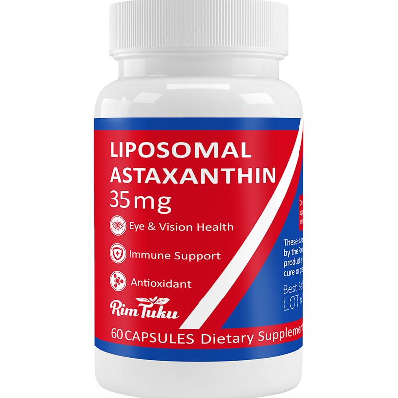 35mg Lipomal Astaxanthin Suplemen - Dukungan Antioksidan yang Kuat untuk Skin, Gabungan & Eye Kesehatan - Anti- Age Formula dengan Murni Astakxanthin - Vegan, Non-GMO, 60 Capsules