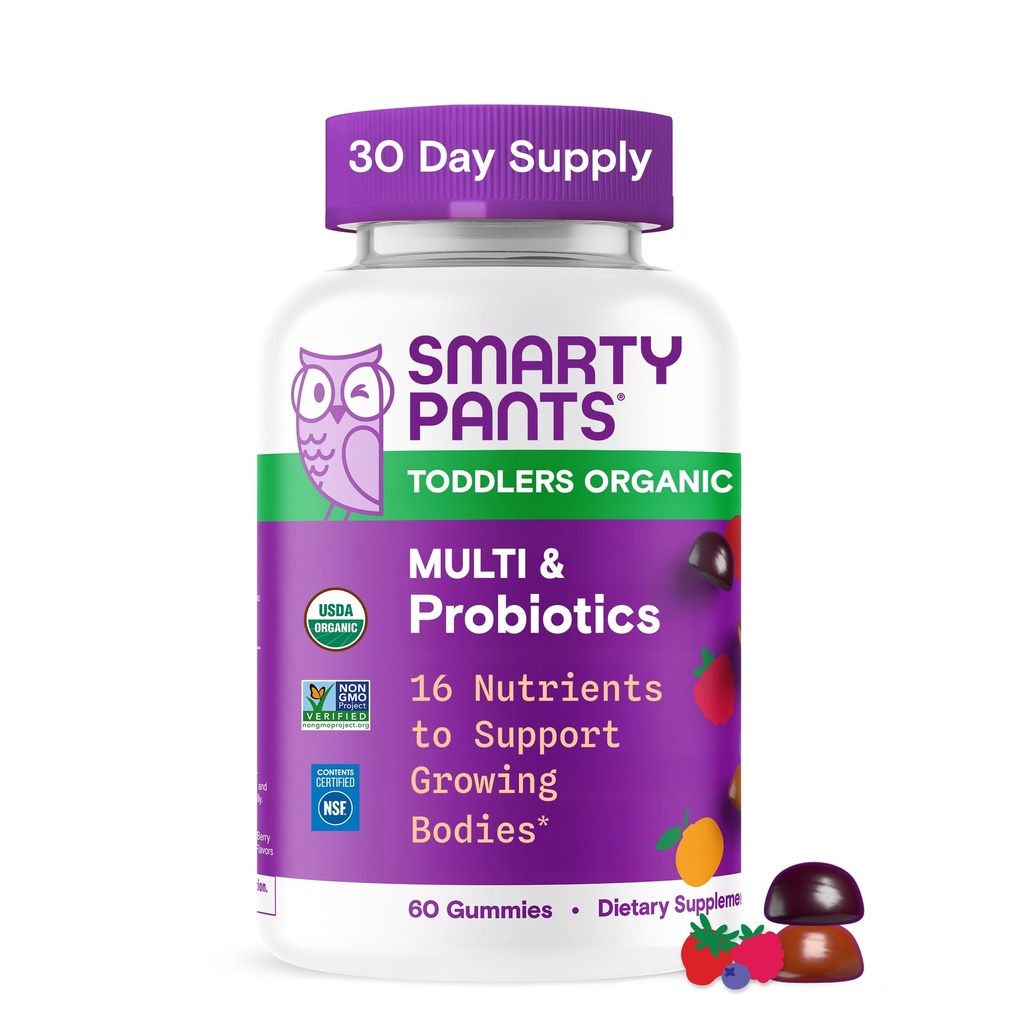 SmartyPants Multivitamin Gummies: Propolation, Omega 3 (ALA), Vitamin D3, C, Vitamin B12, B6, A, K & Zinc, Beta Carotene, Gluten Free, Three Fruit Flavors, 60 Count (30 Hari Supply)