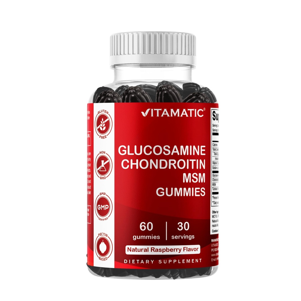 Vitamin Glucosamin Chondroitin Gummies dengan MSM & Vitamin E - Bersama Dukung Formula - 60 Pectin- Berdasarkan Gummi Vegan