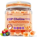 C00coline 1000mg & Phosphatidlyserine 300mg Suplemen COLLOD Gummies, Suplemen Otak untuk Memori dan Fokus w / Lion Mashroom Mane, Omegaga-3, Metode, B6 & B12, Non-GMO, Sugar Free, 60ct