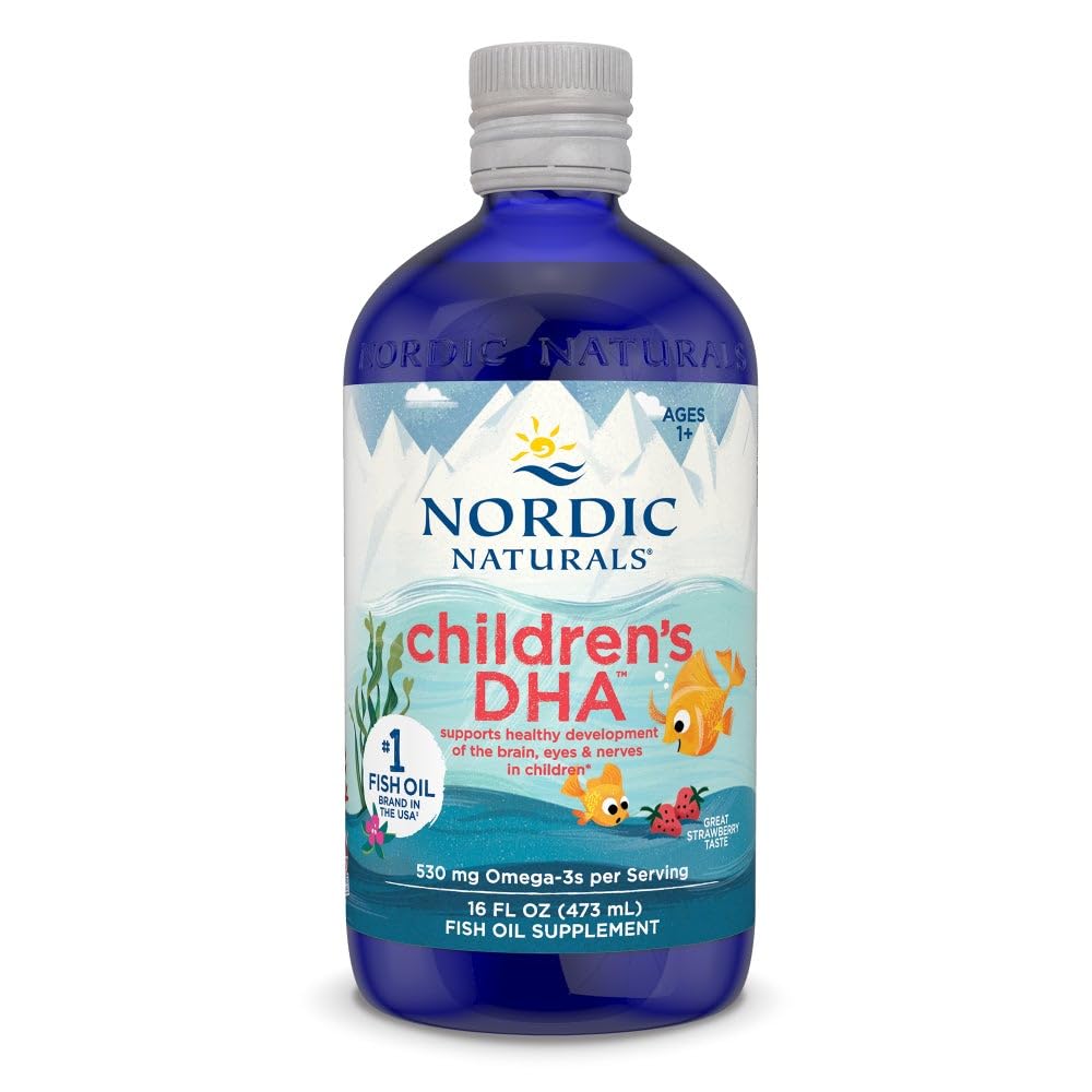 Nordic Licents 's DHA, Strawberry - 16 oz for Kids - 530 mg Omega-3 with EPA & DHA - Brain Development & Fungsi - Non-GMO - 192 Servings (Paket 2)