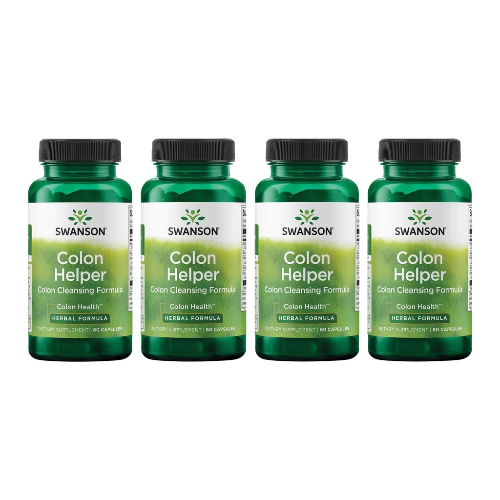Swanson Colon Helper - Promotes Digetical Heally Healthy Healthy Menggunakan Vervain, Goldenseal Root, Slippery Elm Bark & More - Herbal Supplement Eliminations - (60 Capsules) (4 Pack)