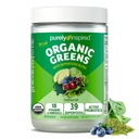 Purty Inspired Organic Greens Powder Superfood Smoothie Mix, Unfetamined (30 Pelayan) - Super Greens with Progories, Spirulina & Chlorella for Gut & Digetical Health - Vegan