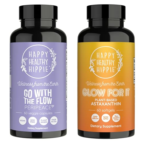 Happy Healthy Hippie Glow for It Astaxanthin Suplement & Go with The Flow Perimenopause Suplemen Perempuan