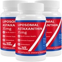 35mg Lipomal Astaxanthin Suplemen - Dukungan Antioksidan yang Kuat untuk Skin, Gabungan & Eye Kesehatan - Anti- Age Formula dengan Murni Astaxanthin - Vegan, Non-GMO, 180 Capsules