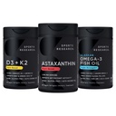 Penelitian Olahraga ® Antioksidant Dukung Pack w / Triple Kekuatan Vegan Astaxanthin Tambahan dari Algae, Omega-3 Minyak Ikan 1250mg, dan Vitamin D3 5000iu & Mk7 Vitamin K2 dengan Coconut MCT Minyak
