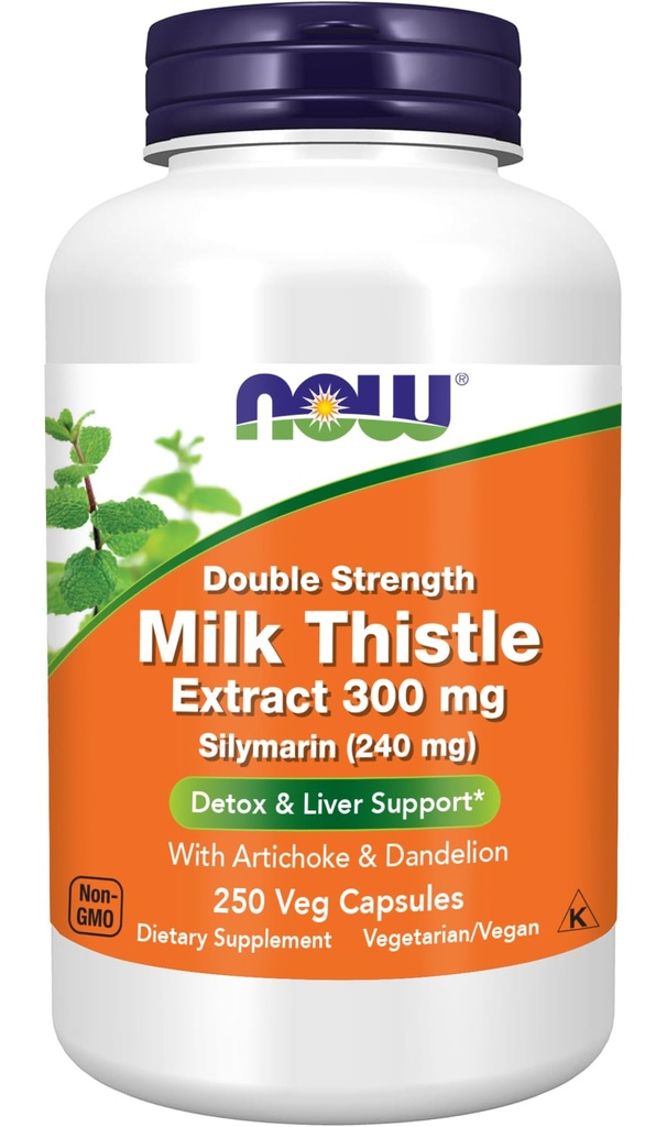 Sekarang Suplemen Makanan, Sulymarin Milk Thistle Ekstrak 300 mg dengan Artichoke dan Dandelion, Kekuatan Ganda, Mendukung Fungsi Hati *, 250 Veg Capsules (1)