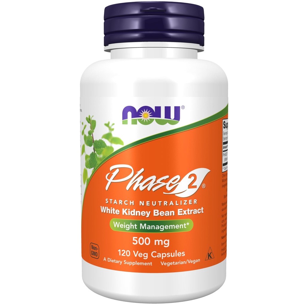 Suplemen SEKARANG, Fase 2 ® (Ekstrak White Kidney Bean) 500 mg, Manajemen Berat *, 120 Veg Kapsul