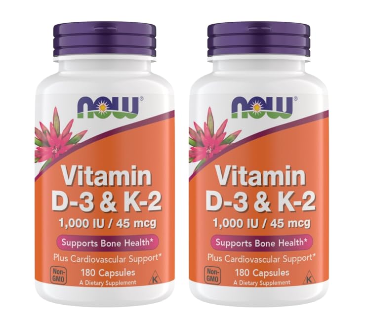 Suplemen Vitamin D3 K2, 1.000 IU / 45 mcg, Cardiovaskular Support Bone Health, 180 Vegetarian Capsules - Vegan, Gluten Free, Kosher Vitamin D3 dan K2 Suplemen (2)