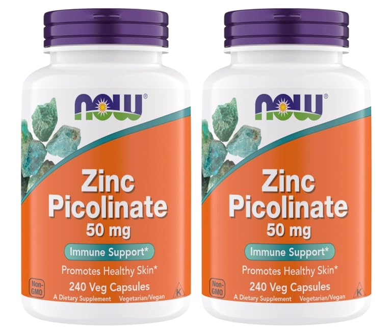 Suplemen, Zinc Picolinate 50 mg, Support Enzyme Functions, Ammune Dukung, Non-GMO, Kosher, Sustable for Vegan - 240 Vegetarian Capsules (Pack of 2)
