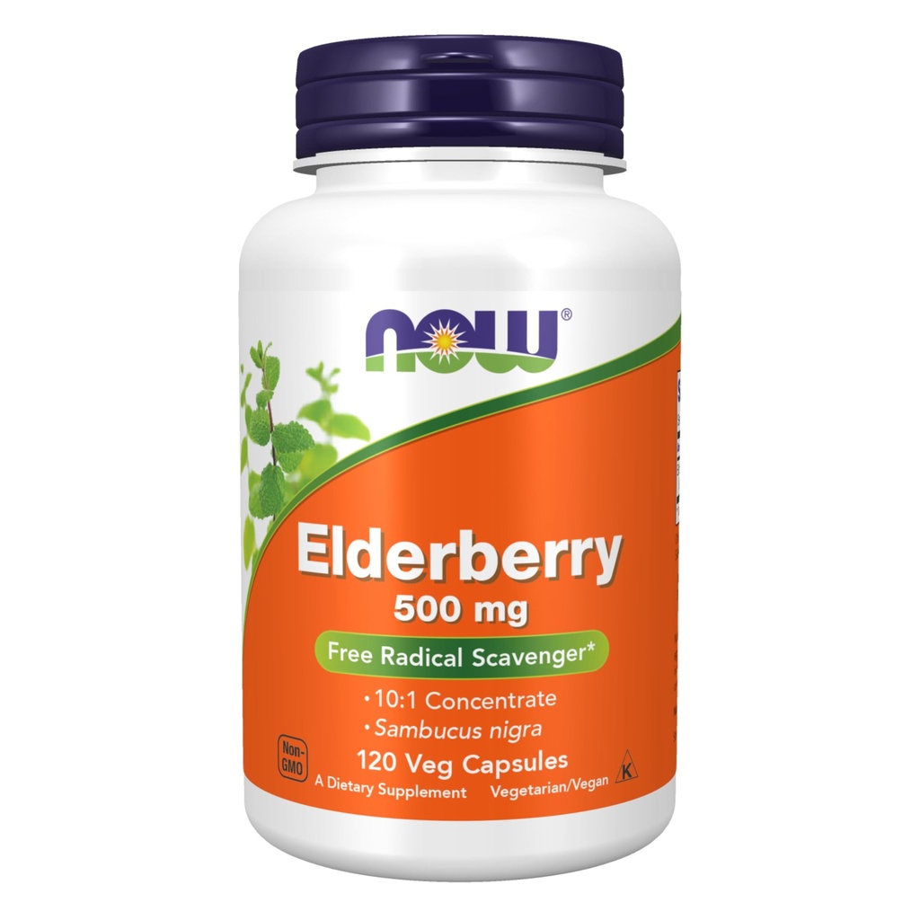 Sekarang Makanan Suplemen, Elderberry (Sambucus Negro) 500 mg, 10: 1 Konsentrasi, 120 Veg Capsules