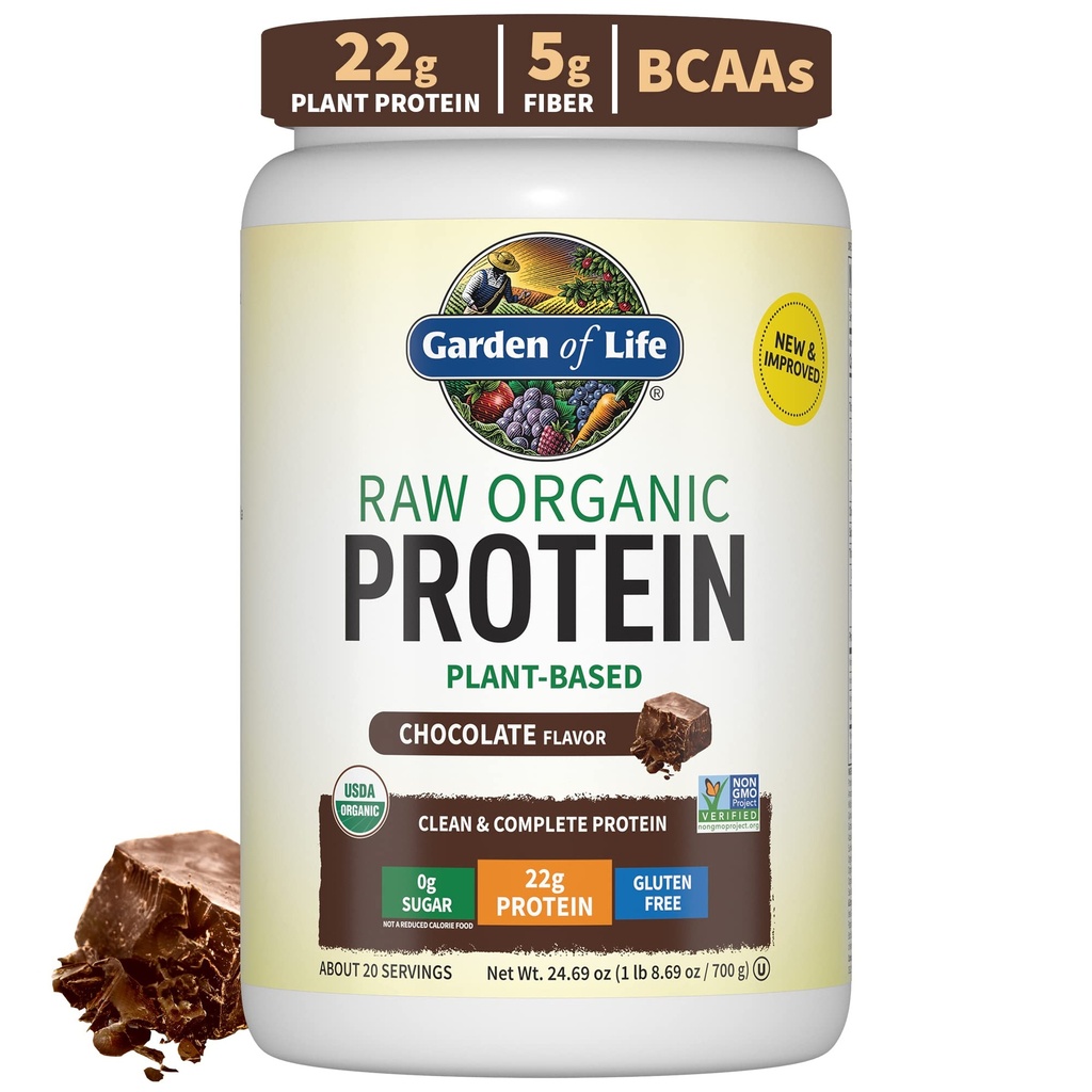 Taman Powder Hidup Protein, Powder Protein Vegan, BCAA, Enzymes Progestif & Digetical, Gluten & Laktosa Bebas, Coklat, 1.5 LB