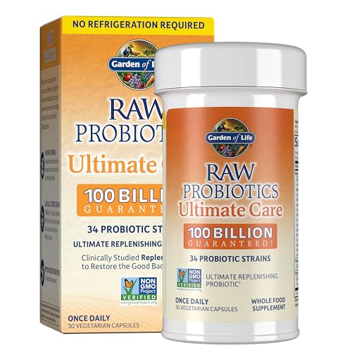 Garden of Life Raw Progities for Women and Men Ultimate Care 100 Milyar CFU Shelf Stable & Zinc Suplemen 30mg Potency Tinggi Raw Zinc dan Vitamin C Multimineral Suplemen
