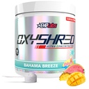 Powder Pre Workout EHP Labs OxyShred - Powder pretraining dengan L Glutamine & Acetyl Carnitine, Energy Boost Drink - Bahama Breeze / Beach, 60 Hamba