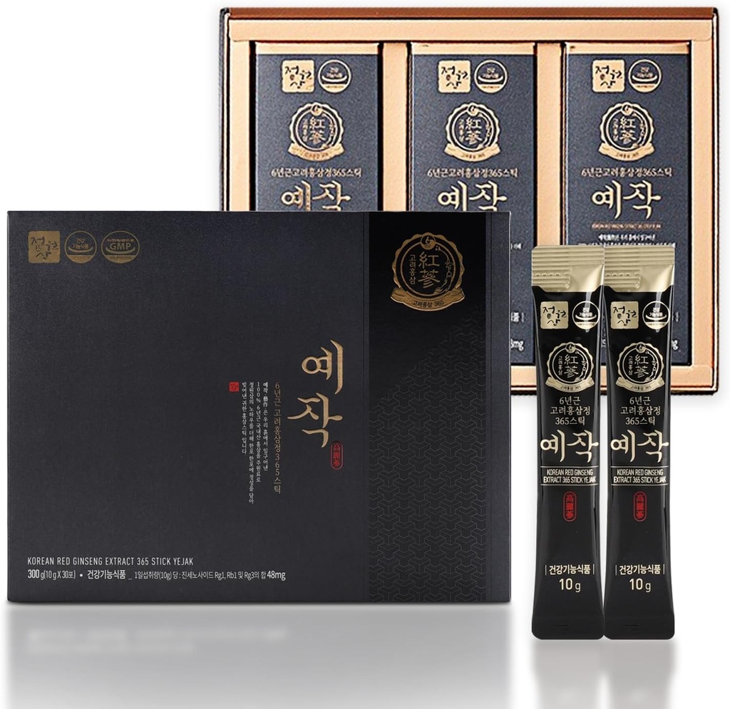 Premium Yejak 6-Yejak Tahun Merah Ginseng Extract 124; 30 Sticks 124; Vegan 124; 48mg Ginsenosides per Stick 124; Energy, Focus, Fatigue, Imune Dukungan Ammune untuk Pria & Perempuan
