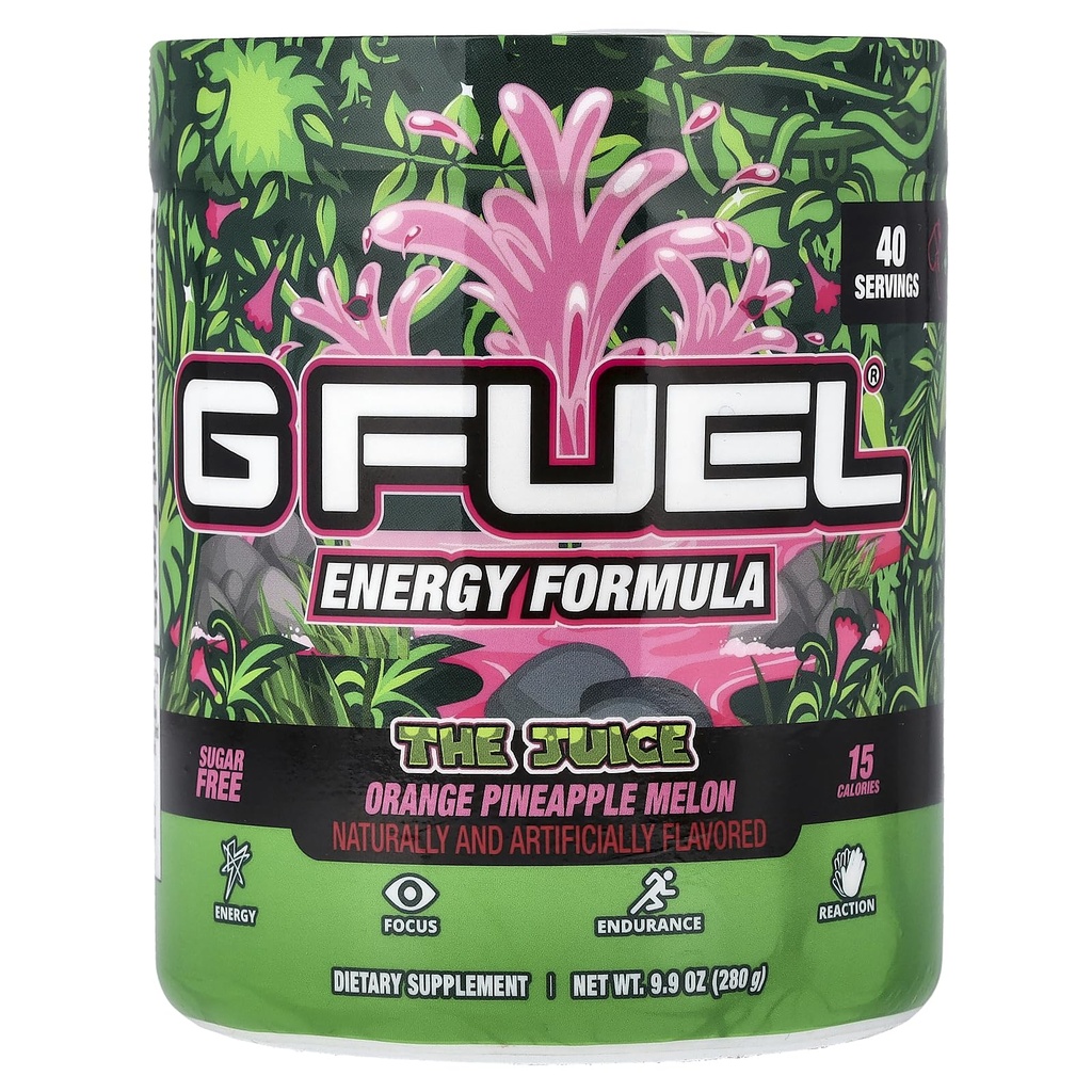 G Fuel The Juice Energy 2.0 Chowder, Pre Workout Caffein Mix for Gaming, Sugar Free Focus Amino, Vitamin + Antioksidants, 9.9oz (Pineapple & Melon Punding, 40 Servings)