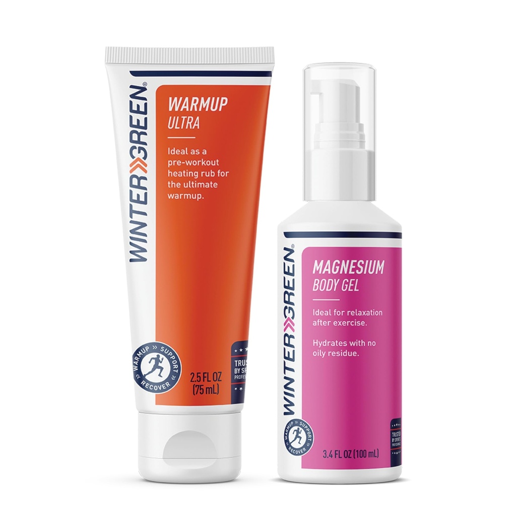 Wintergeen Workout Pack: Lotion Magnesium Gel and Workout untuk Pretraining dan Postout-, Muscle Gosok Kerja dan Magnesium Gel untuk Kram Kaki