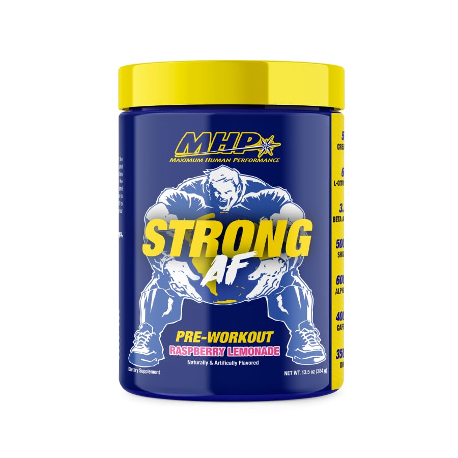 MHP Strong AF, Pre- Workout, Muscle Building, Strength, Performance, Creatine, Shilajit, Beta Alanine, Citrulline, Alpha-GPC, Raspberry Lemonade, 40 Servings