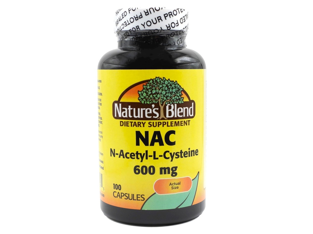 Nature 's Blend NAC Suplemen N- Acetyl- L- Cysteine 600mg 100 Kapsul - Dukungan kekebalan, Antioksidant untuk Kesehatan Sel