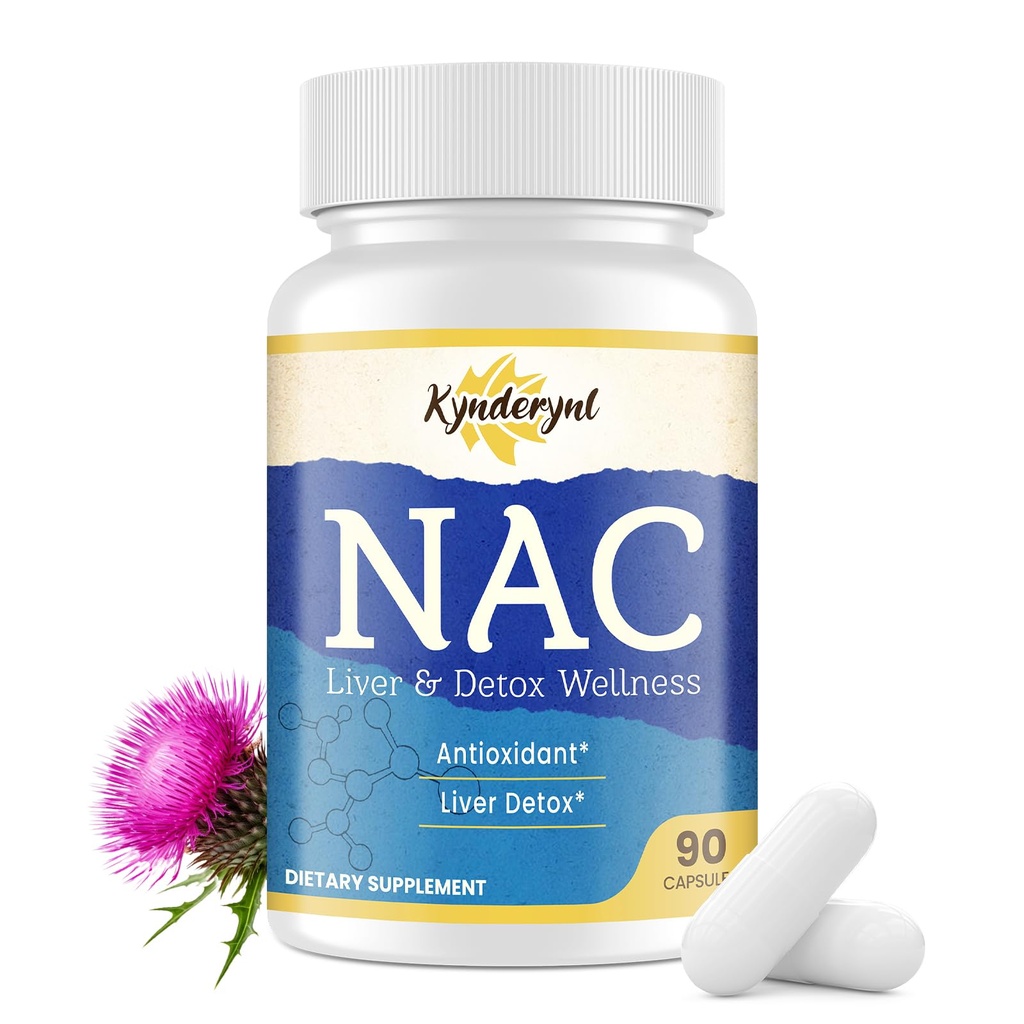 Tambahan NAC N-Acetyl Cysteine 124; Dose NAC 1000mg untuk Liver Focused 124; N-Acetyl-L- Cysteine dengan Milk Thistle & Glutathione 124; NAC Capsules 90- Count Vegan