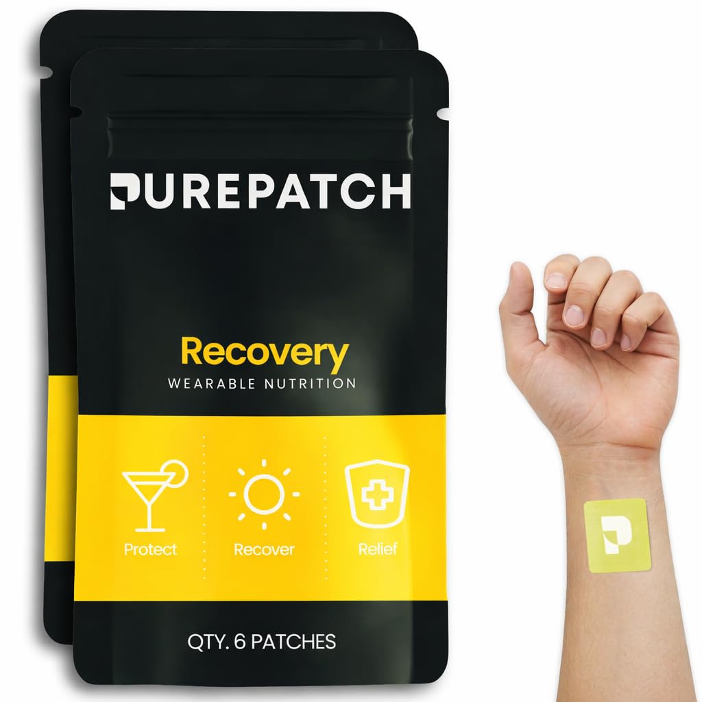 Pure Patch Recovery Patch - Plant -Based Vegan Topical Patch - DHM - NAC - Glutathione - B- Complex - None-Ingeable - Waterstant - Gentle on Skin - Gluten Free - Made in USA - 12 Patch