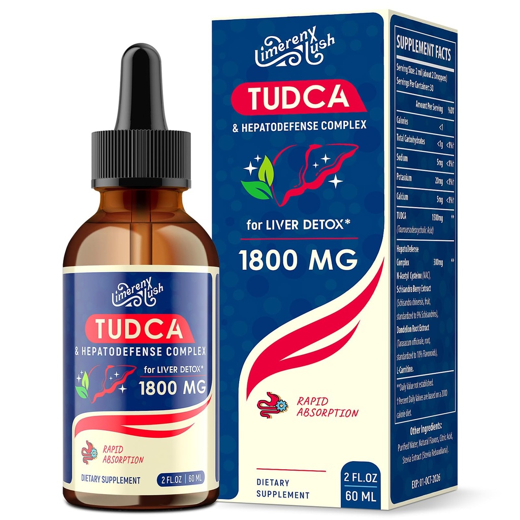 TuDCA Liver Support Drops 1800mg - Dept powerful Liver Sugar- Free, Alcohol- Free - 2 Fl.Oz
