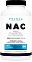Primal N-Acetyl L- Cysteine (NAC) 600mg, 150 Capsules - Vegan N- Acetyl L- Cysteine Suplemen, GMO- Free, Gluten- Free