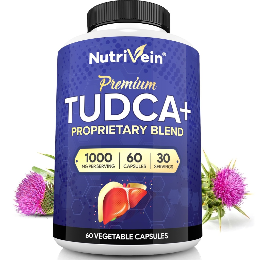 Nutrivein Premium TudCA + Liver Support 10000mg - 30 Hari Supply (60 Caps): TUDCA Tambahan Salts Bile untuk Wellness Liver