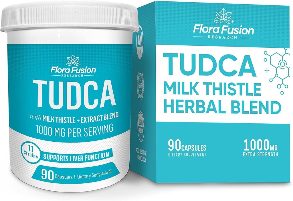 Flora Fusion Dr. Miller dengan TudCA Milk Thistle Extract, 1000mg per Serving, Liver and Gallbrew Cleanse Suppplemen, Support Liver Fungsi, 90 Capsules (45Hari Supply)