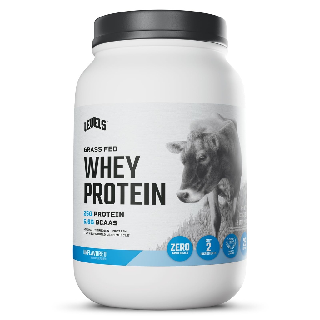 Levels Grass Fed Whey Protein Powder, No Artificialty, 25G of Protein, Unfeated, 2LB
