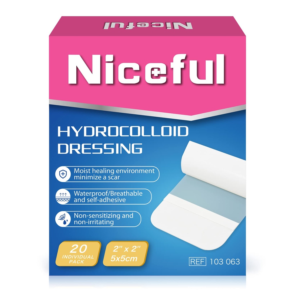 20 Count Hydrocolloid Bandages 2 "x 2", "Wound Dressing Small Hydrocolloid Gel Bandges for Wounds, Wound Healing Bed Sore Bandage