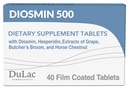 Dulac Diosmin 500, Misronized Diosmin Hesperidin Dietary Supplement, 1000mg per serving, Horse Chestnut Extract, Butcher 's Broom & Red Grape Extract, Leg Circulation Dupport, 40 Tablets, Made Italy