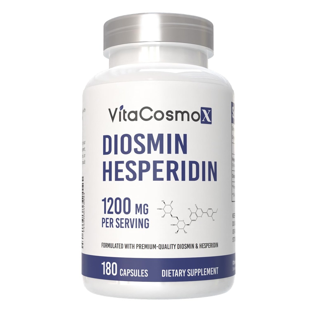 Diosmin Hesperidin 1200 mg Complex, 240 Capsules, Citrus Bioflavonoid Rich Fruit Extract, 100% Vegetarian, Non-GMO & Gluten Bebas (180 Cacah (Paket 1)