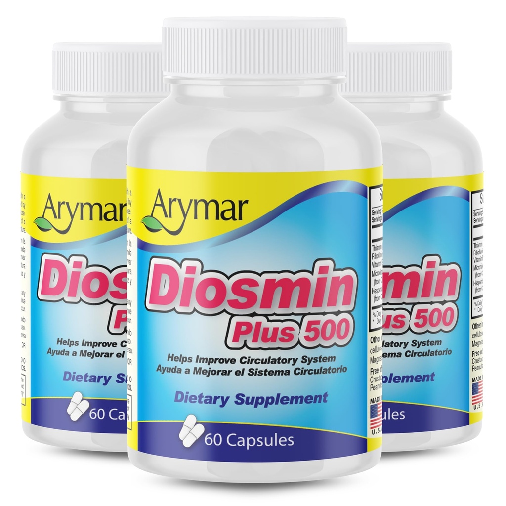 Arymar Diosmin Plus 500 dengan Hesperin & B Vitamin - 60 Capsules (3-Pack)