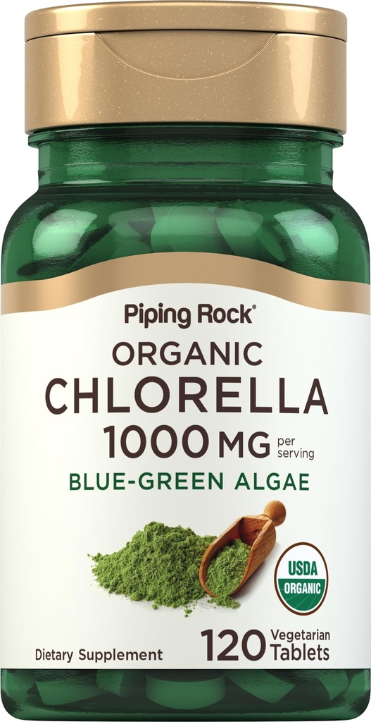Piping Rock Chlorella 124; 1000mg 124; 120 Tablets 124; Blue-Green Algae 124; Broken Cell Wall Organik 124; Non-GMO, Gluten Free Suplemen