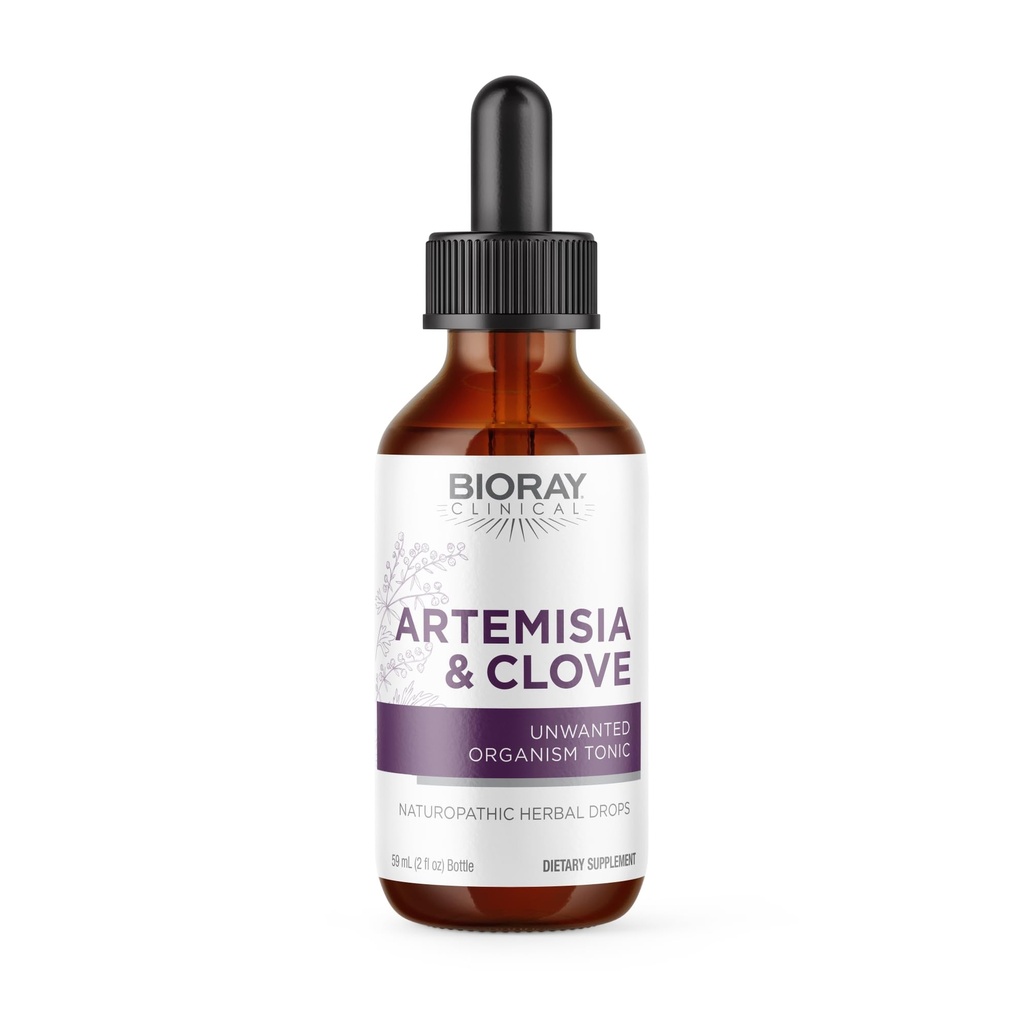 BIORAY Profesional Artemisia & Clove - 2 fl oz - Removal Organisme Tidak diinginkan dengan Jamur Obat - Non-GMO, Vegetarian, Gluten Bebas