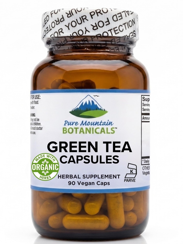 Katup Teh Hijau - 90 Kosher Vegan Caps dengan 450mg Organik Penuh Spectrum dan Murni Tea Hijau Ekstrak