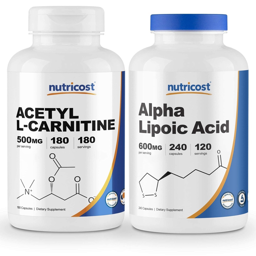 Nutricost Alpha Lipoic Acid 600mg, 240 Caps & Acetyl L- Carnitine 500mg, 180 Caps