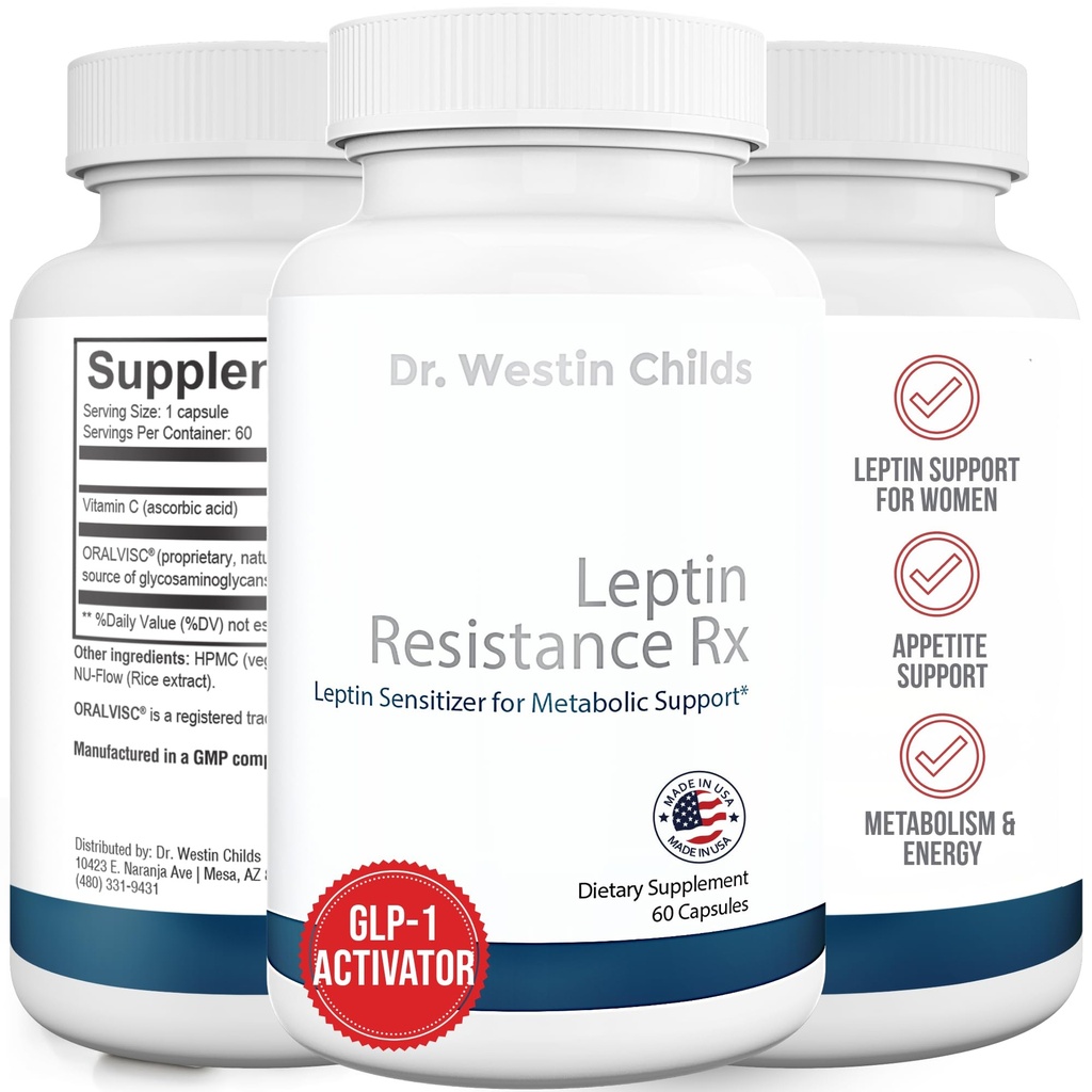 Dr. Westin Childs 124; Leptin Resistance Rx - Natural Leptin Sensitizer Supplement for Women for Thyroid, Metabolic Health, Vitalitas, Energi, Fokus dengan Glycotaminoglican, Vitamin C - 60 ct