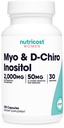 Myo Inositol & D-Chiro Inositol untuk Perempuan 2000mg, 120 Capsules, 2000mg Myo & 50mg D-Chiro Per Serving, 30 Serving, Vegetarian Friendly, Non-GMO & Gluten Bebas