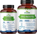 Zazzee 40: 1 Rasio Myo dan D-Chiro Inositol Suplemen Perempuan: