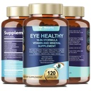 AREDS 2 Eye Vitamin dan Mineral Bilberry Extract Omega-3, Eye Vitamin untuk Kesehatan Senior Macalar dan Mata Kering, Vitamin Lutein Eye dan Lutein