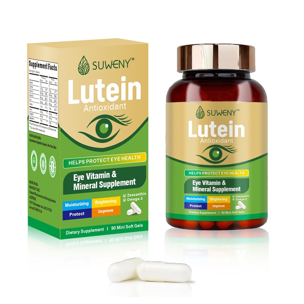 Suplemen Mata Lutein Vitamin untuk Orang dewasa - 90 Kapsul, Support Kesehatan Mata, Support by: