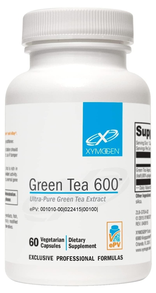 XYMOGEN Green Tea 600 - Ultra Pure Green Tea Extract Capsules - Suplemen Dukungan Imune - Support Heart Health + Brain Health - Gluten Free, Vegan, Non GMO (60 Capsules)