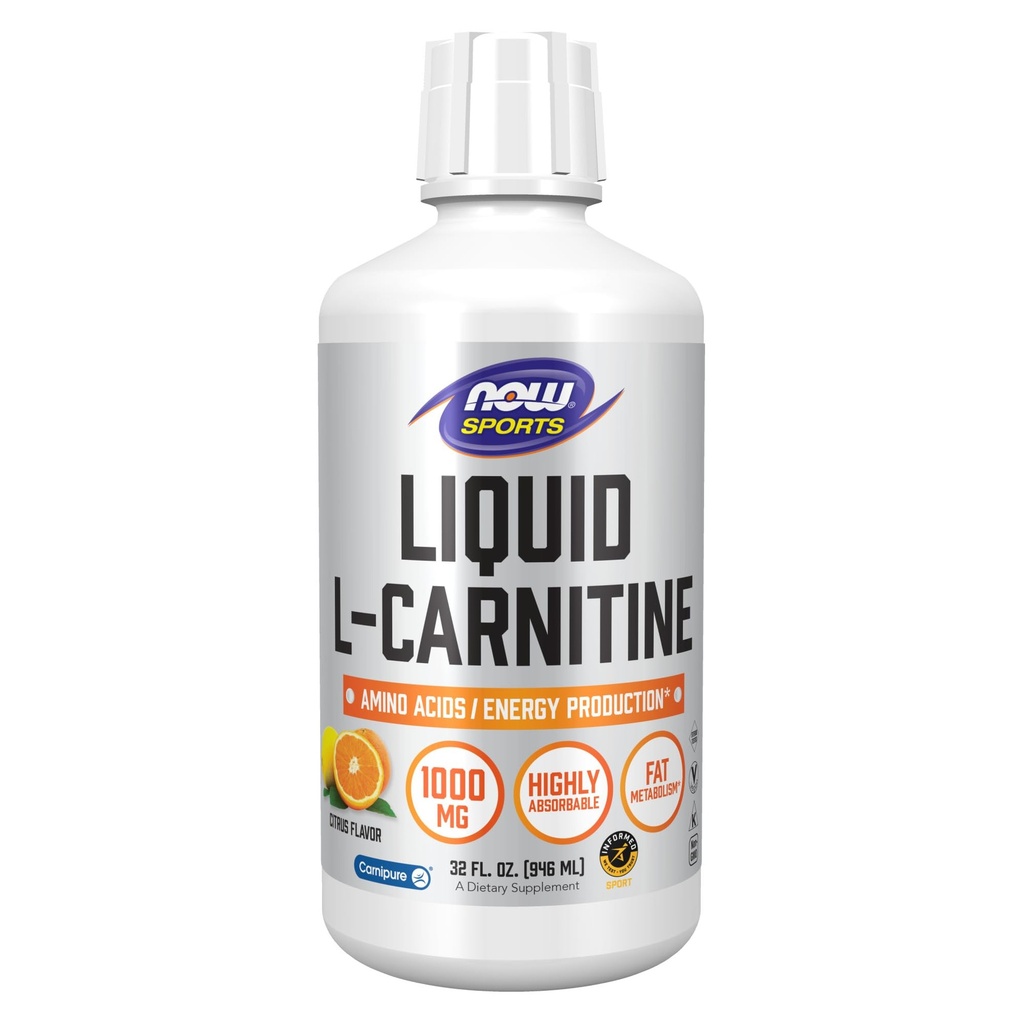NOW Foods Sports, Liquid L- Carnitine, Citrus, 1.000 mg, 32 fl oz (946 ml)