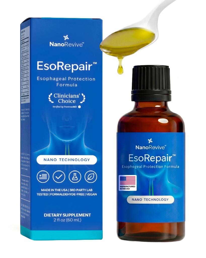 EsoRepair Nano Esophageal & Stomach Health Suplemen Kesehatan untuk Pria & Perempuan - Komfort Digestif - Slippery Elm Bark, Zinc L- Carnosine Aloe Vera Extract - Non-GMO & Dairy Free