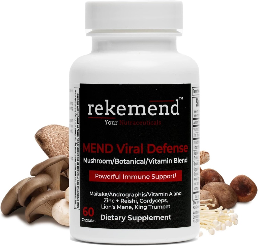 Suplemen Jamur untuk Dukungan Imune - Berisi Lions Mane, Cordyceps & Reishi Jamur Ekstraksi - 60 Kapsul