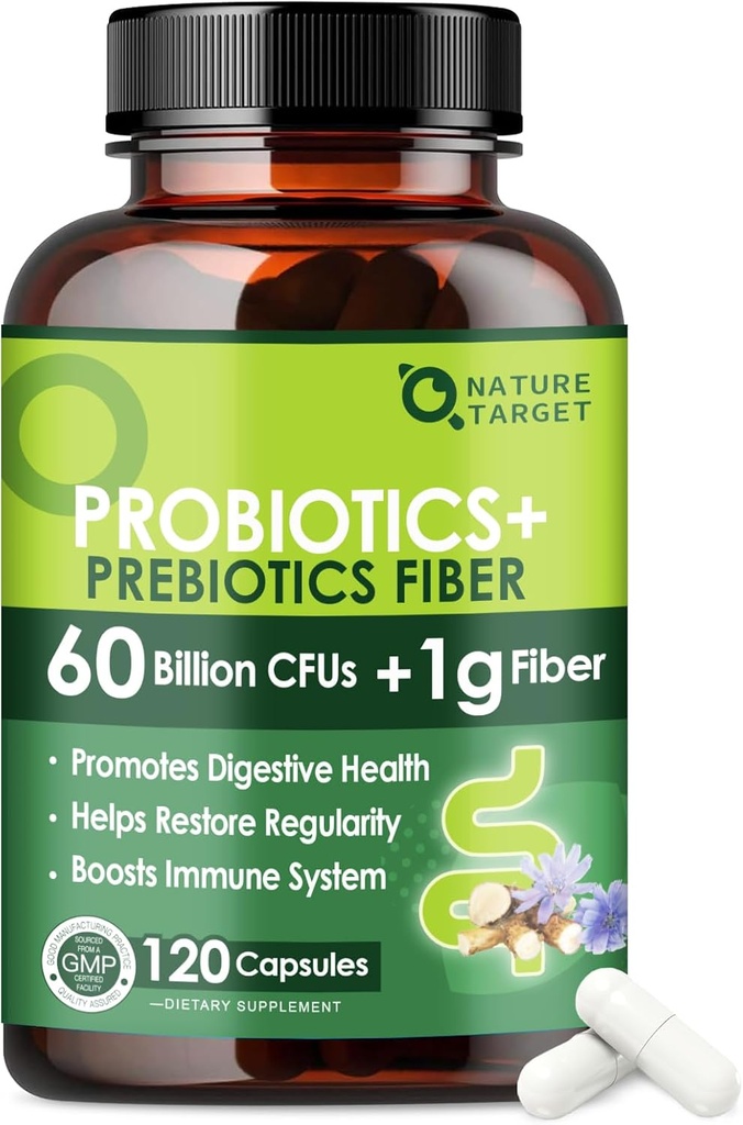 Progres for Women & Men Digetical Health with Prebiotic Fiber Suplement with 60 Billion Probiotic for Regularity & Gut Cleanse - Supports Occational Constipation - 120 Veggie Capsules