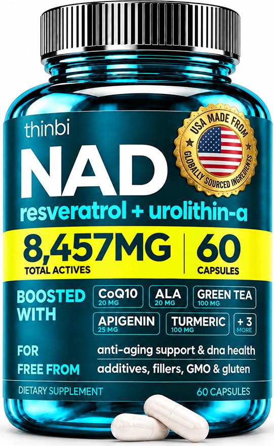 Tambahan NAD 300Mg Ekstra Kekuatan NMN Lipomal + Green Tea untuk Perempuan & Pria & w / Urolithish A, Resveratrol, CoQ10, Alpha Lipoic Acid